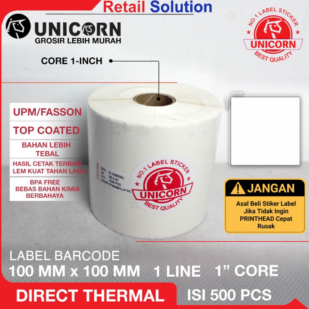 

KODE G13Z Unicorn Kertas Stiker Resi Label Thermal Shopee 1x1 1 x 1 mm 4x4 inch