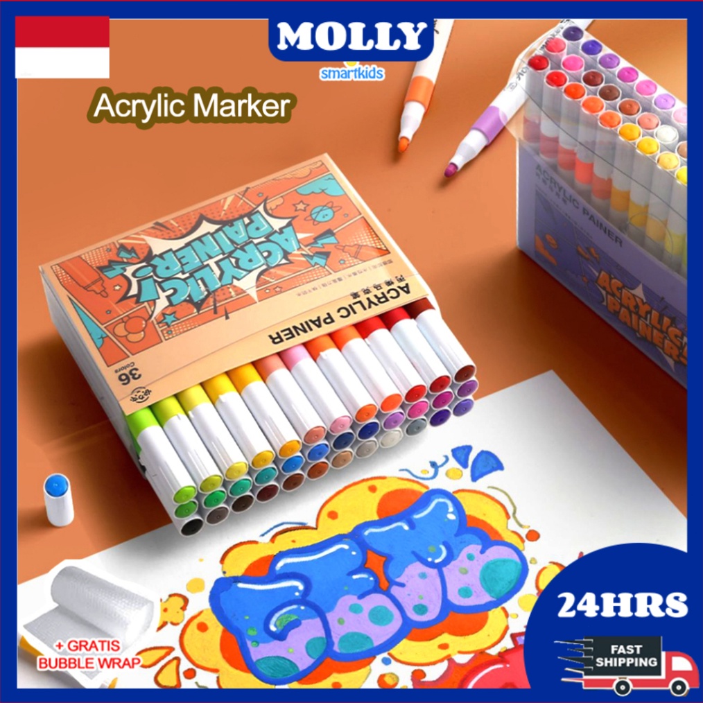 

KODE E34X CODPen Akrilik Marker Warna Cepat Kering Tahan Air 6 Warna Acrylic Marker