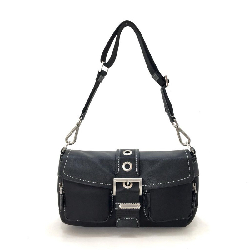 Leather Buckle Flap Shoulder Bag