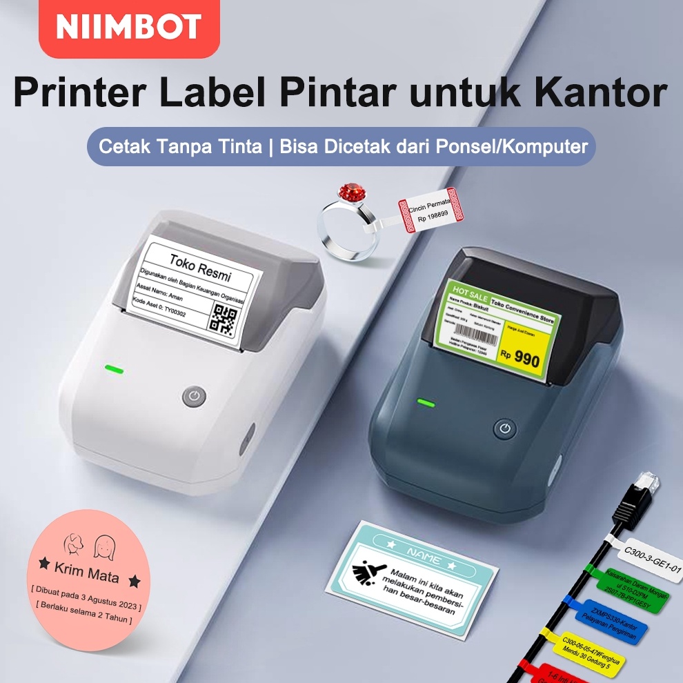 

KODE W93H NIIMBOT B1 Printer Label Pembuat Label Portabel Bluetooth lebar 25mm