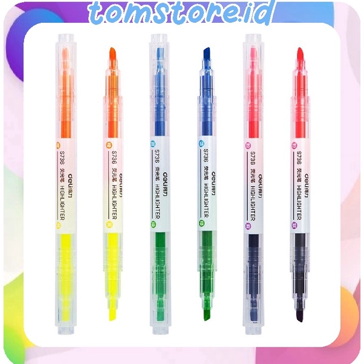 

HEBOH TOMSTOREID S1 Highlighter Ujung 2 Warna Marker Pen Alat Tulis Penanda Berwarna 2 Tip Warna