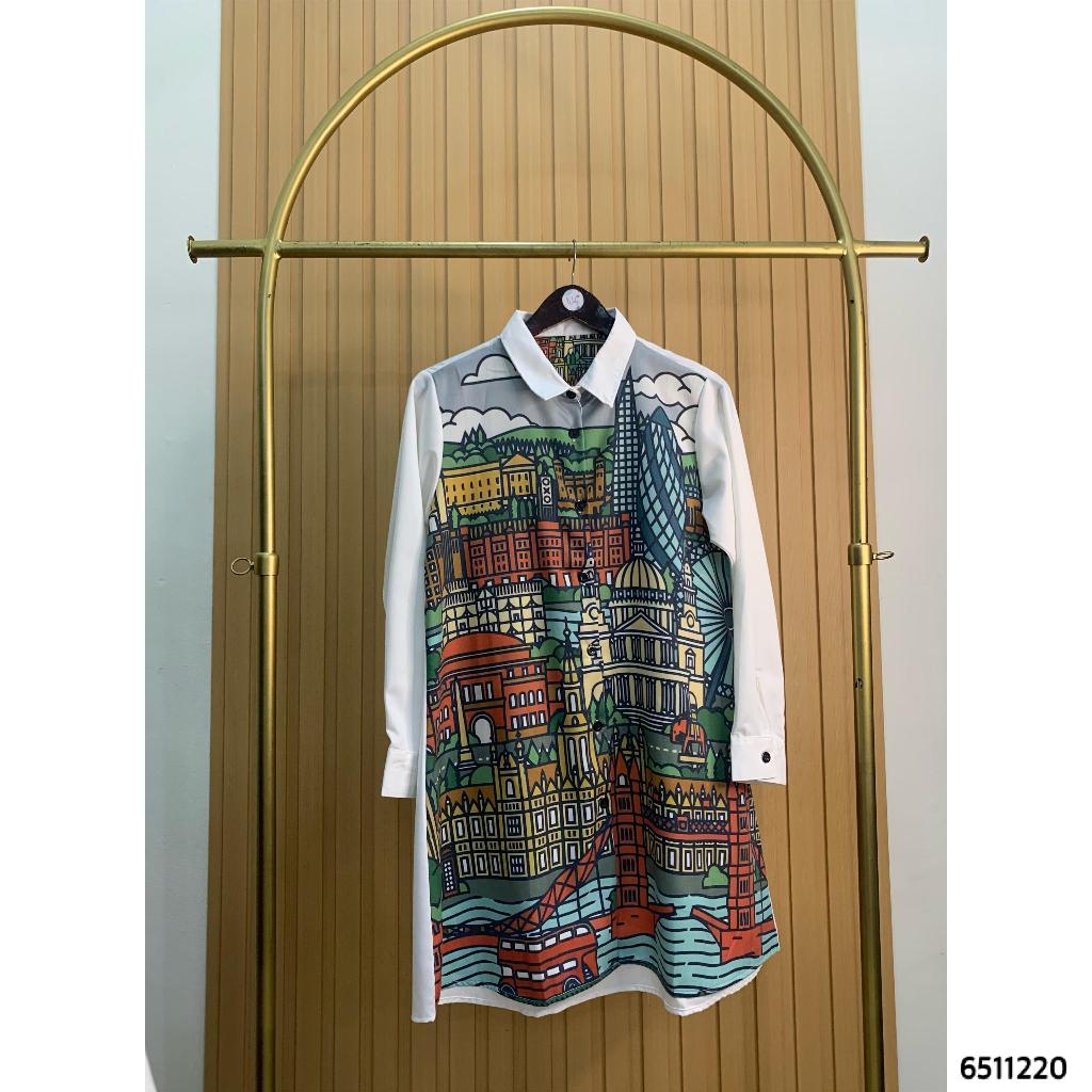 Widy Gallery | Tunik Kemeja Printing Motif Katun Toyobo Wanita
