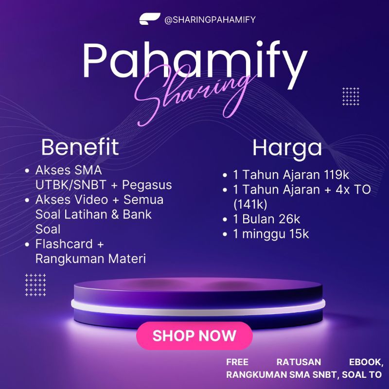 Sharing Akun Pahamify SNBT SMA 2025