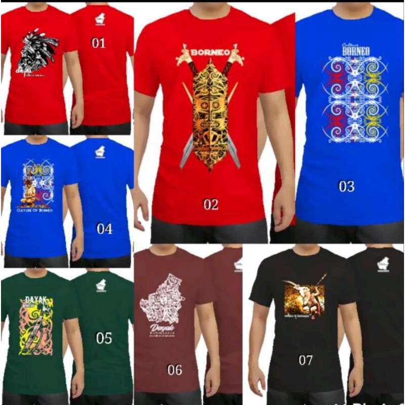 Kaos Distro / Kaos Dayak / Motif Ethnik Dayak / Kalimantan / Oleh Oleh Kalimantan