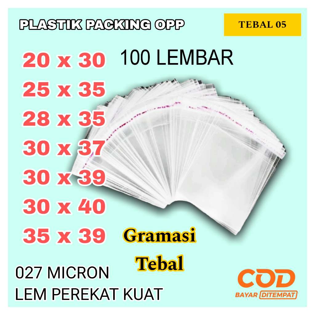 

Plastik OPP Bening Tebal 05 Untuk Packing Baju, Sprei, DLL Isi 100 Lembar Harga Termurah