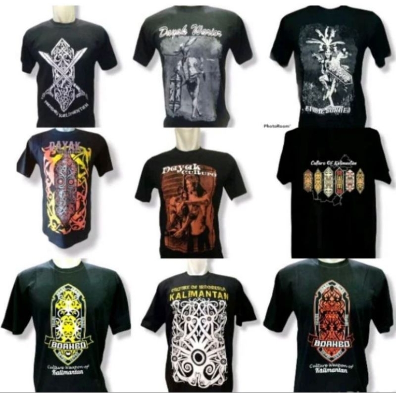 Kaos Distro / Kaos Dayak / Motif Ethnik Dayak / Kalimantan / Oleh Oleh Kalimantan