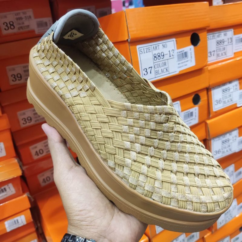 ST.MORITZ SHOES ORIGINAL❗Sepatu Wedges Rajut Wanita