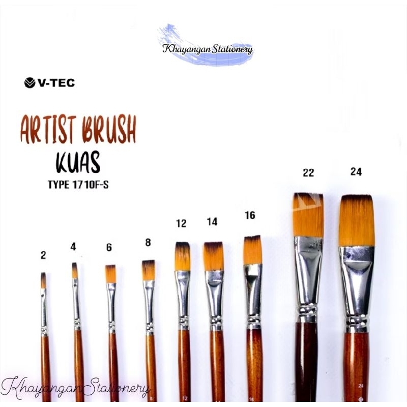 

V-Tec Kuas Lukis/Artist Brush 1710F-S Flat no 0-24 Satuan