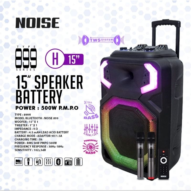 NOISE SPEAKER PORTABLE MEETING TROLY UKURAN 15" 899-H FREE 2 MIC