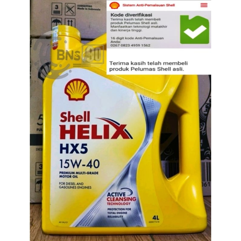 Oli SHELL Helix HX5 15w-40 ORIGINAL (4 liter)