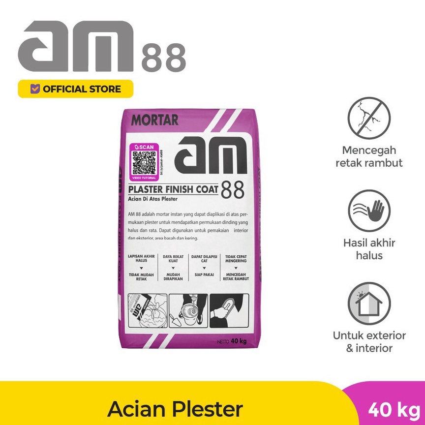 KODE B86X Semen AM 88 ACIAN DI ATAS PLESTER kemasan 4kg