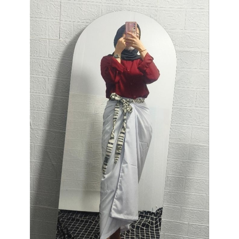 MERAH PUTIH BLOUSE WANITA ROK LILIT SARUNG SRIKANDI TALI IKAT TENUN ASLI BATIK KHAS INDONESIA
