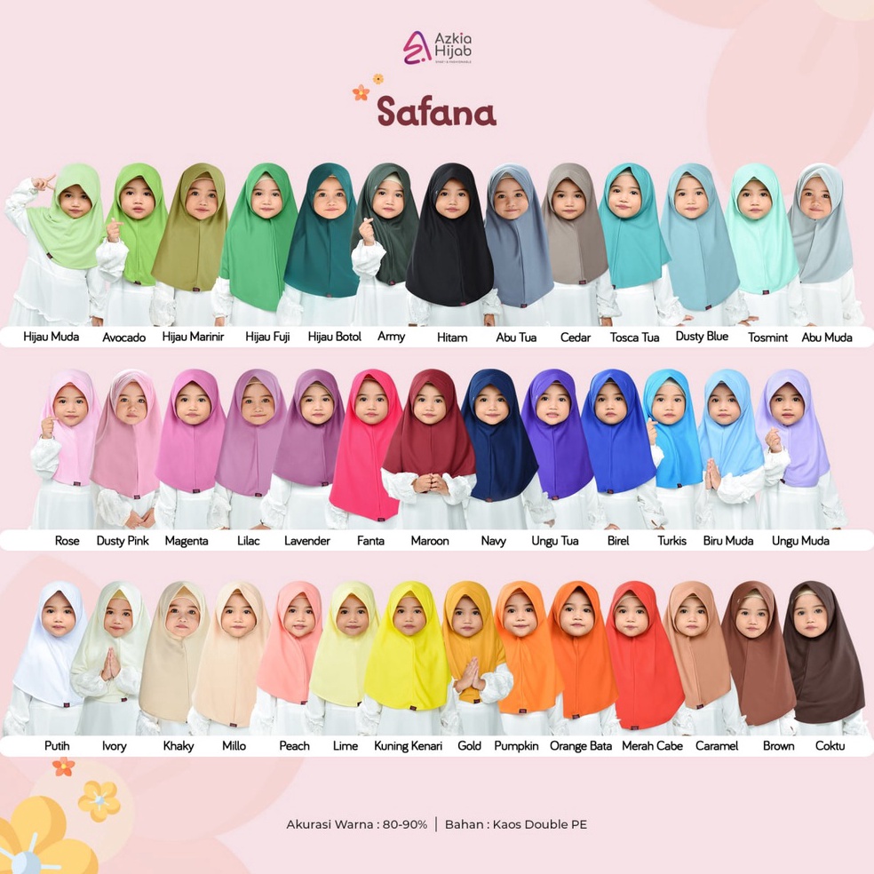 KODE X57J JilbabKerudung Anak Sekolah Safana Size Lno 8 Ori By Azkia Hijab