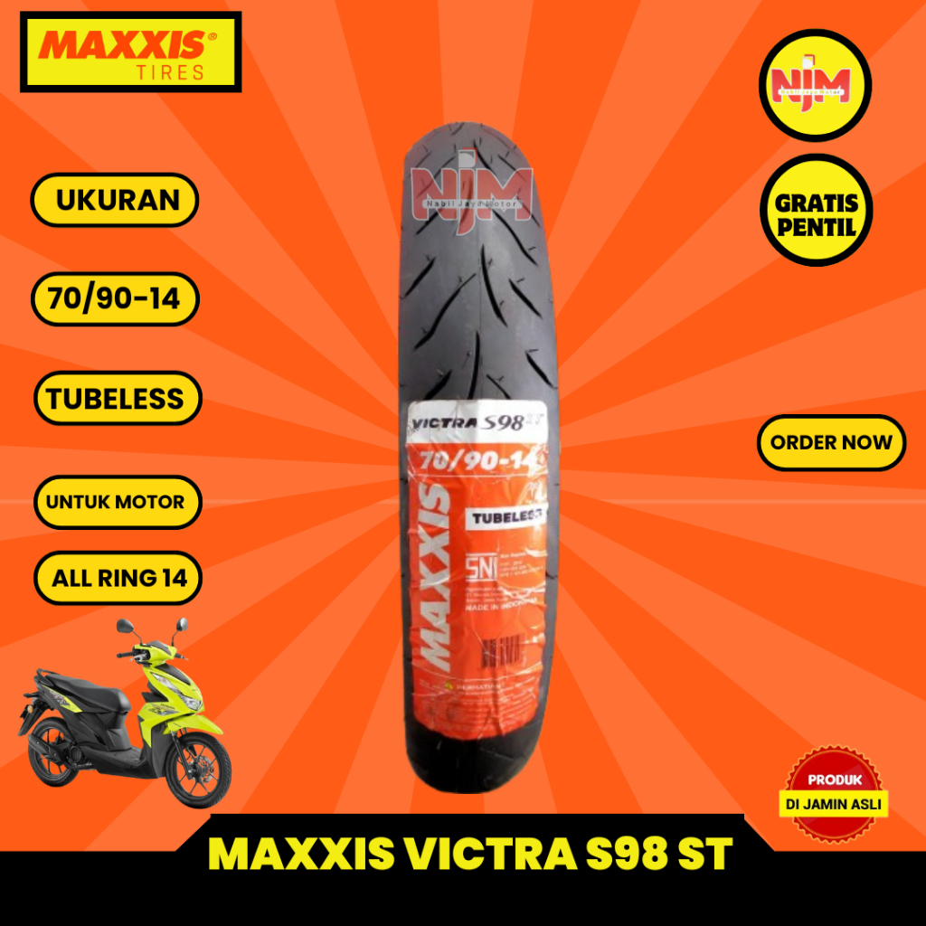 MAXXIS VICTRA 70/90-14 BAN MOTOR SOFT COMPOUND RING 14 UNTUK MATIC TUBELESS FREE PENTIL