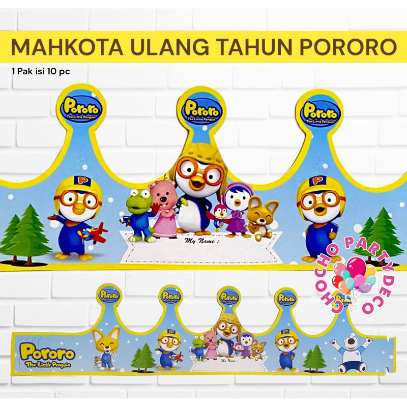 Mahkota Ulang Tahun PORORO Isi 10 / Topi Pesta PORORO