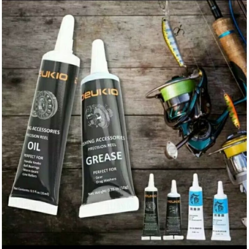 DEUKIO pelumas ReeL pancing 1 pakit (oil+Grees/Gemuk)