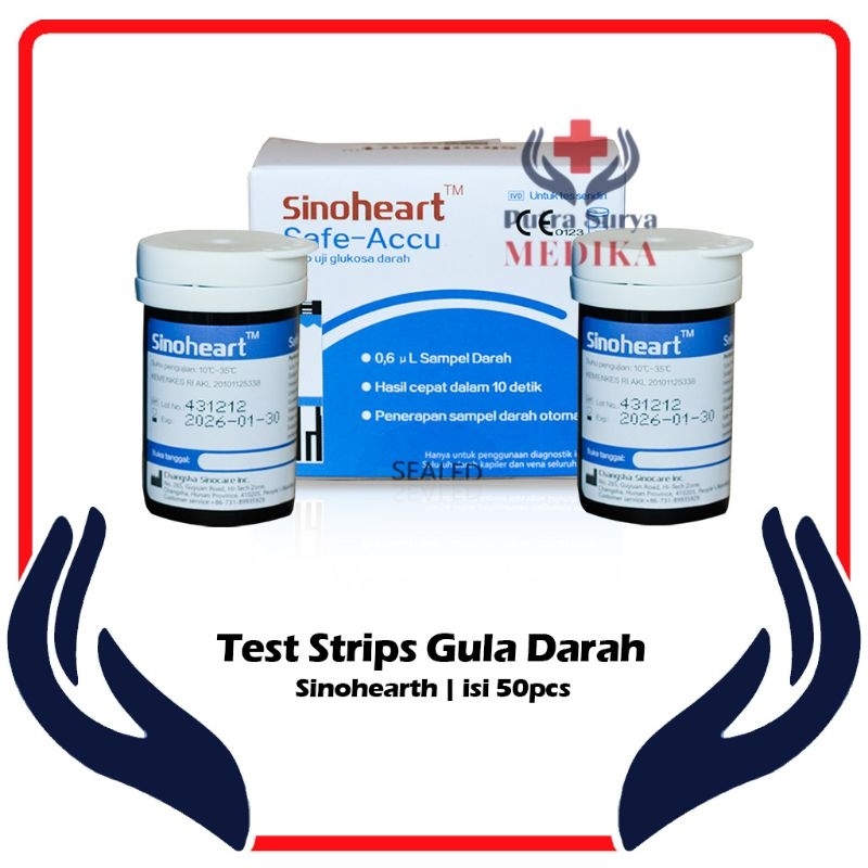 Strip Sinoheart Safe-Accu Tes Glukosa Gula Darah Stik Cek Glucose