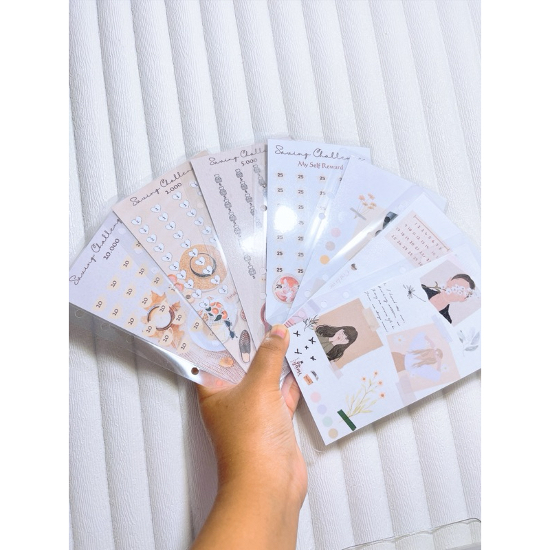 

(bisa custom) paket lengkap 6 envelope saving challenge tantangan menabunv