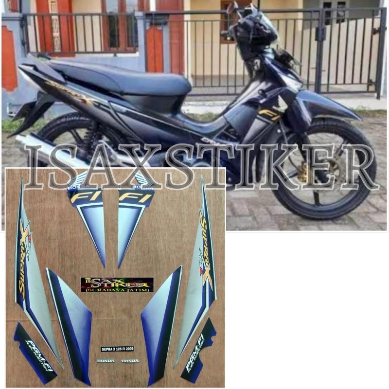 Striping Original Honda Supra X 125 FI ungu kebiruan tahun 2009