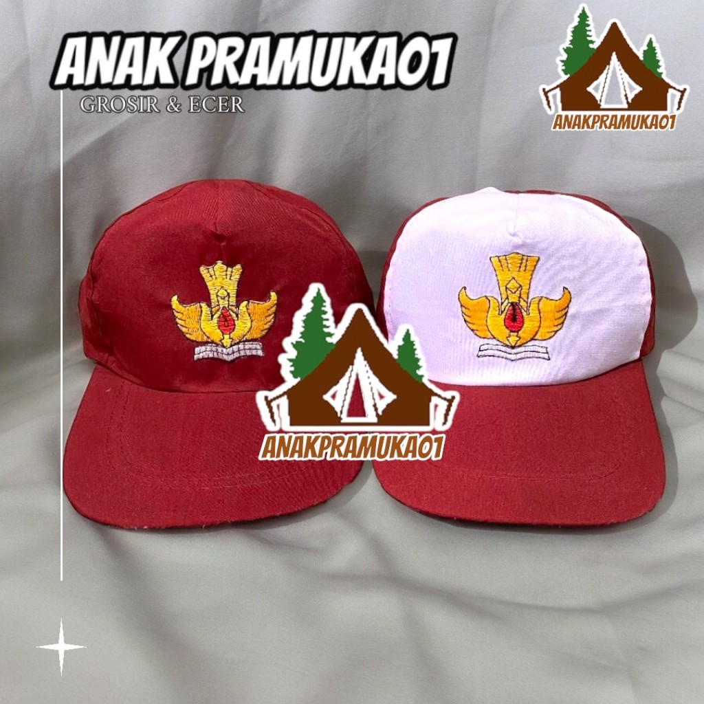 Topi SD merah bordir / topi SD merah putih bordir