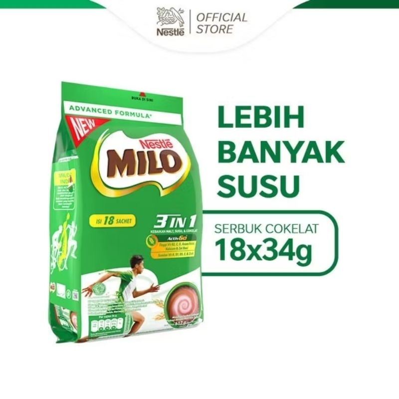 

MILO 3in1 ACTIV-GO Susu Coklat Pouch 18x34g