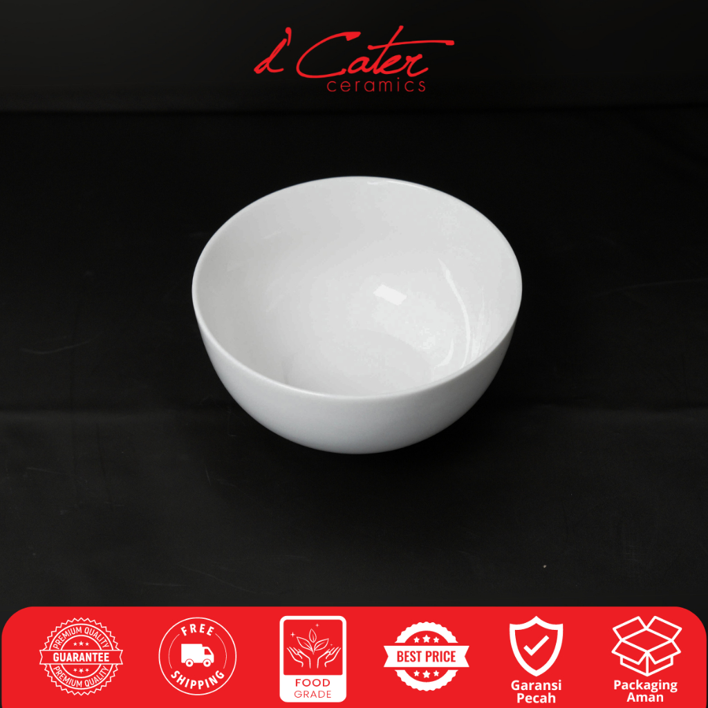Mangkok Keramik K34E Diameter 11,3 cm Mangkok Kecil untuk Sop Dessert Snack Mangkok Keramik Putih Po