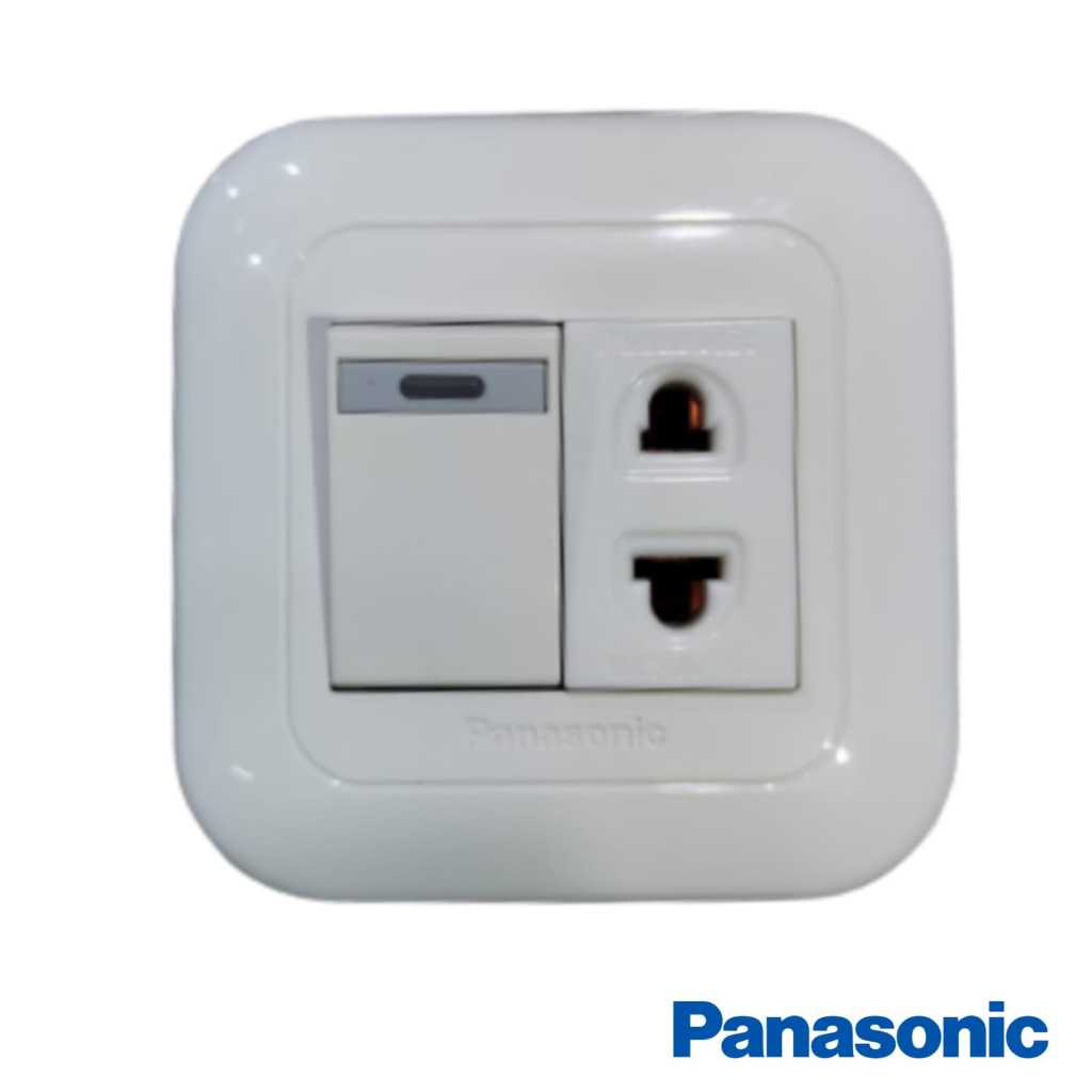 PANASONIC Saklar Tunggal 1G INDIKATOR Lampu + Stop Kontak Universal