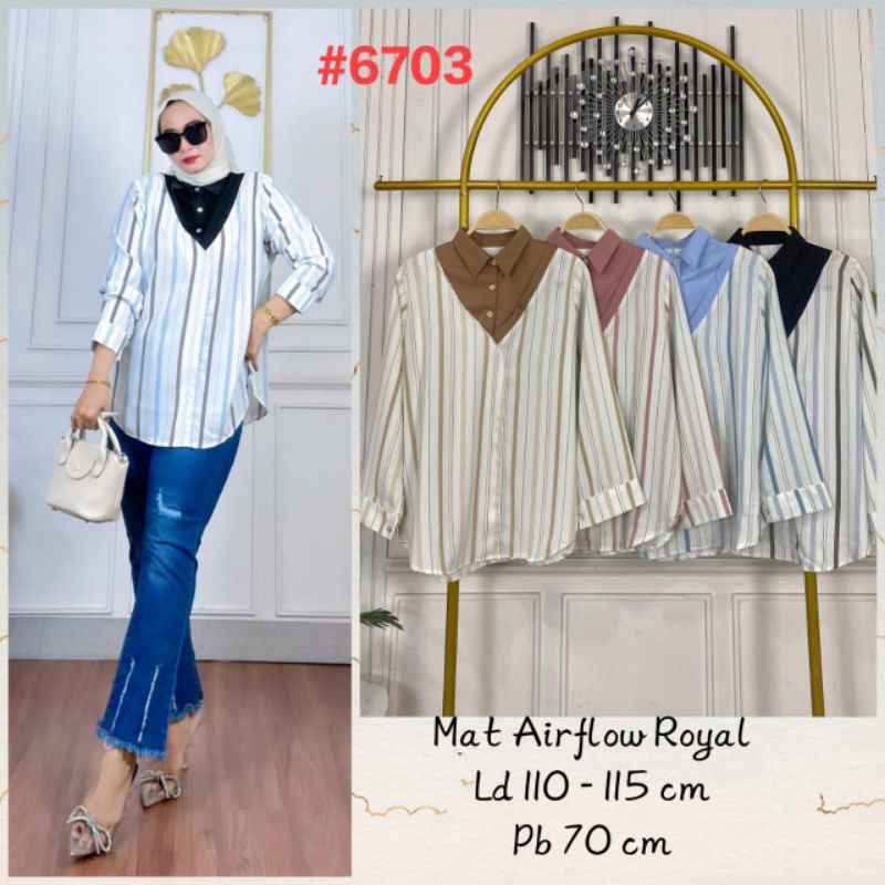BAJU ATASAN WANITA MOTIF KEMEJA BLOUSE WANITA MOTIF GARIS