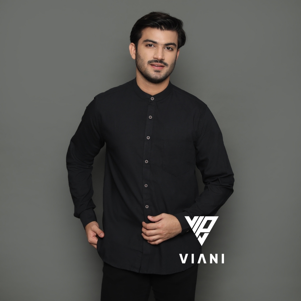 KEMEJA KOKO LENGAN PANJANG POLOS HITAM