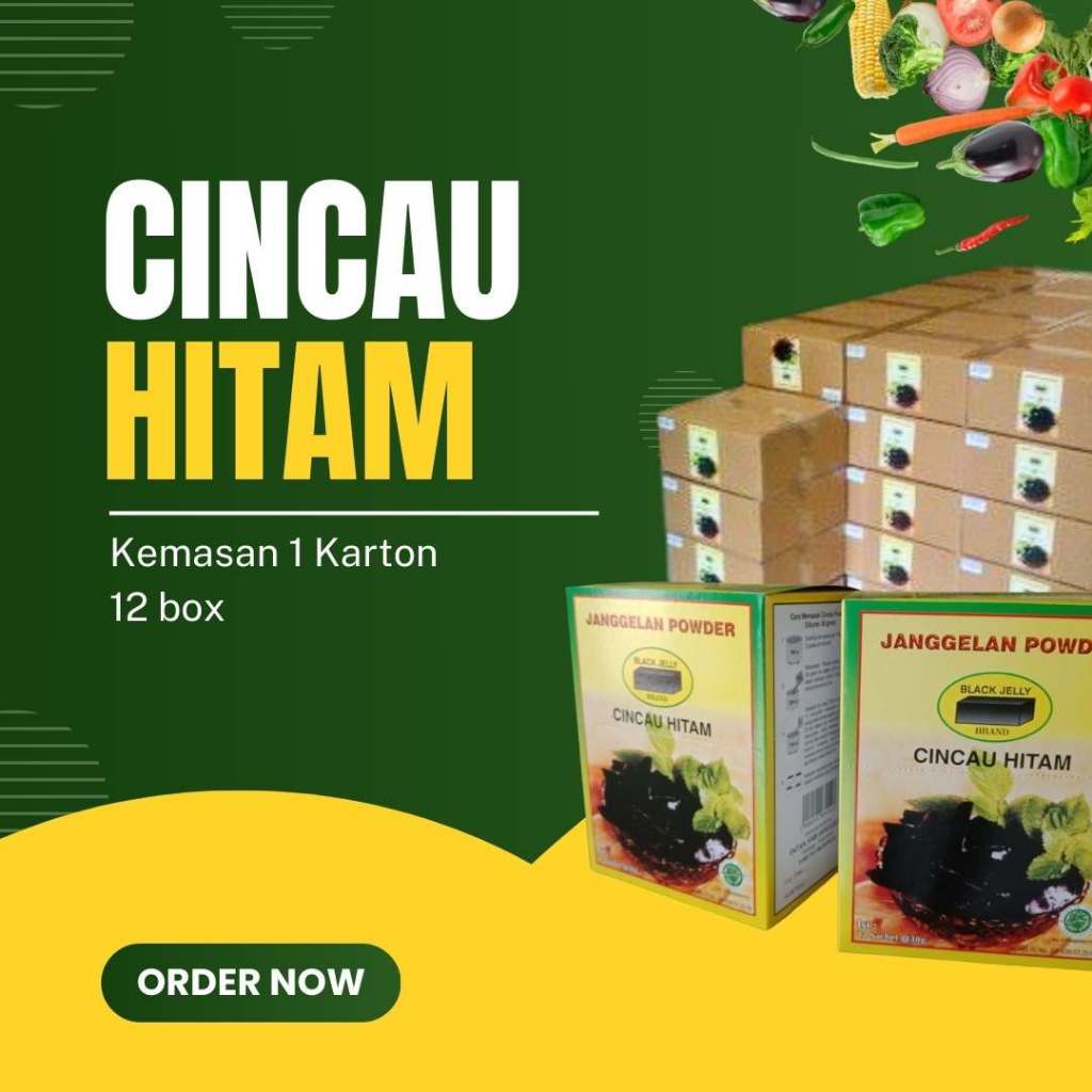 

Cincau Hitam Powder Kemasan Alumunium 1kg/1000 gram Kemasan 1 Karton 12 Box