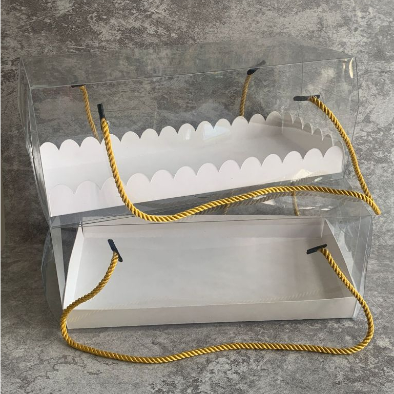 

Box Mika Kotak/ Kotak Kue Mika 24x11x10/ Box Mika Handle Tali/ Box Hampers/ Box Mika Transparan