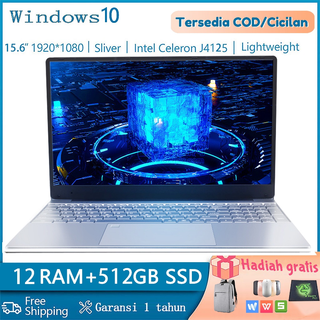 VOVE Laptop Baru Original Intel J4125  512GB Win10  laptop 3 Jutaan office Kunci sidik jari Cocok