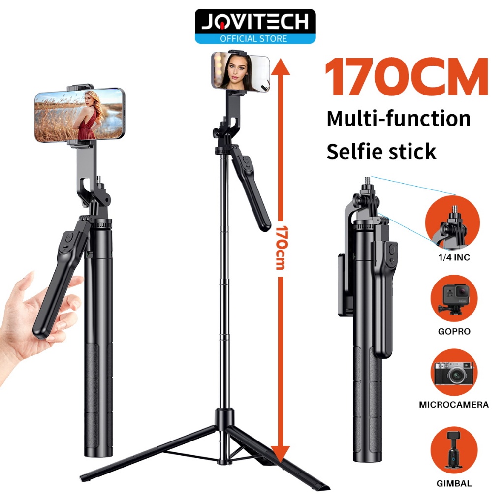 Jovitech Tripod Multifungsi Selfie Stick Gimbal Support HP GoPro Microcamera Rotasi 360° Kokoh Stabi