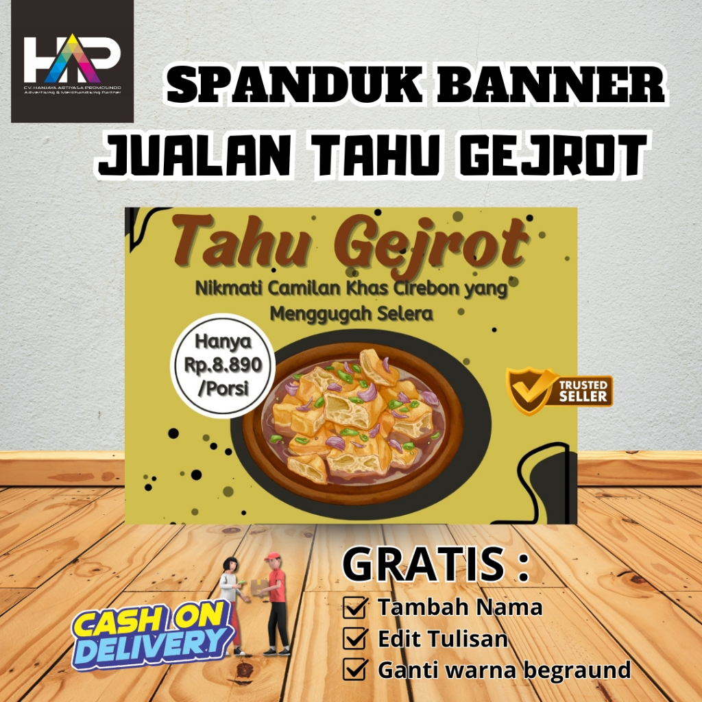TERMURAH - SPANDUK JUALAN TAHU GEJROT | BANNER JUALAN JAJAN KEKINIAN
