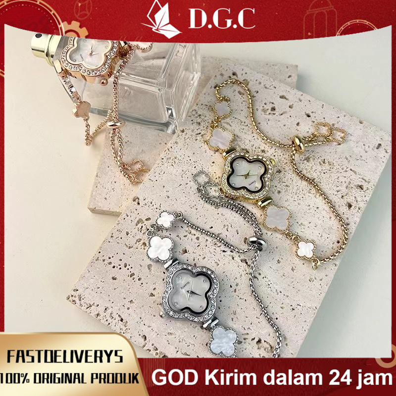 DGC Jam Tangan Wanita Serut Clover Lucky Fashion New 2024  Quartz Watches W312