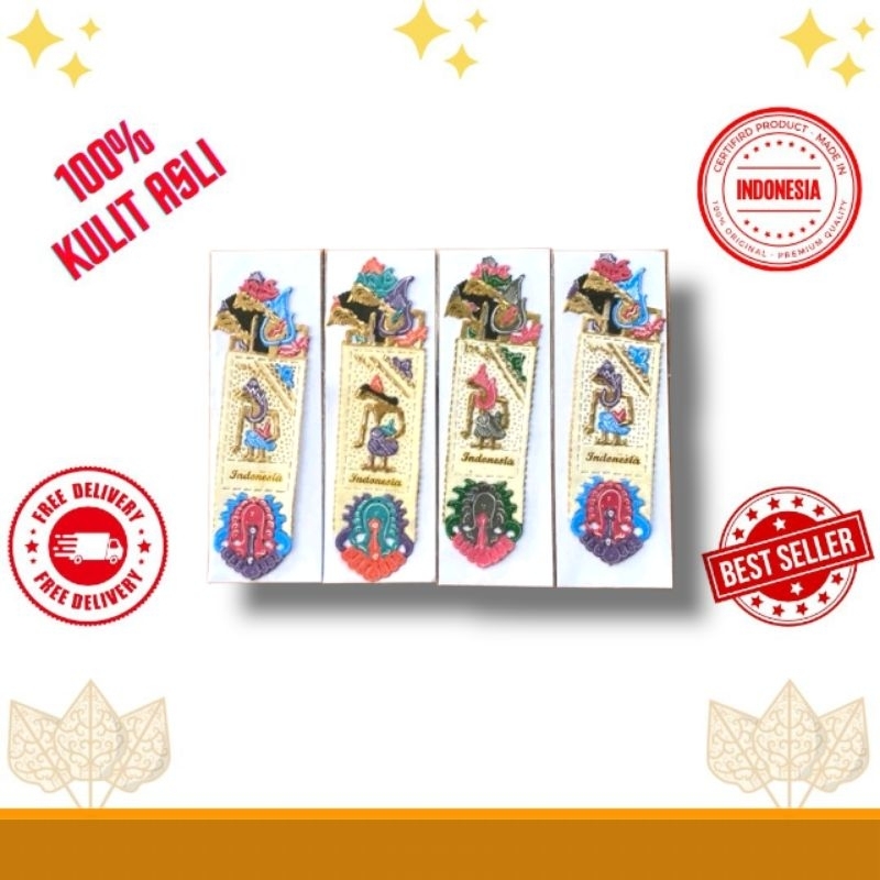 

PEMBATAS BUKU WAYANG BOOKMARK SOUVENIR KERAJINAN KHAS JOGJA TULISAN INDONESIA