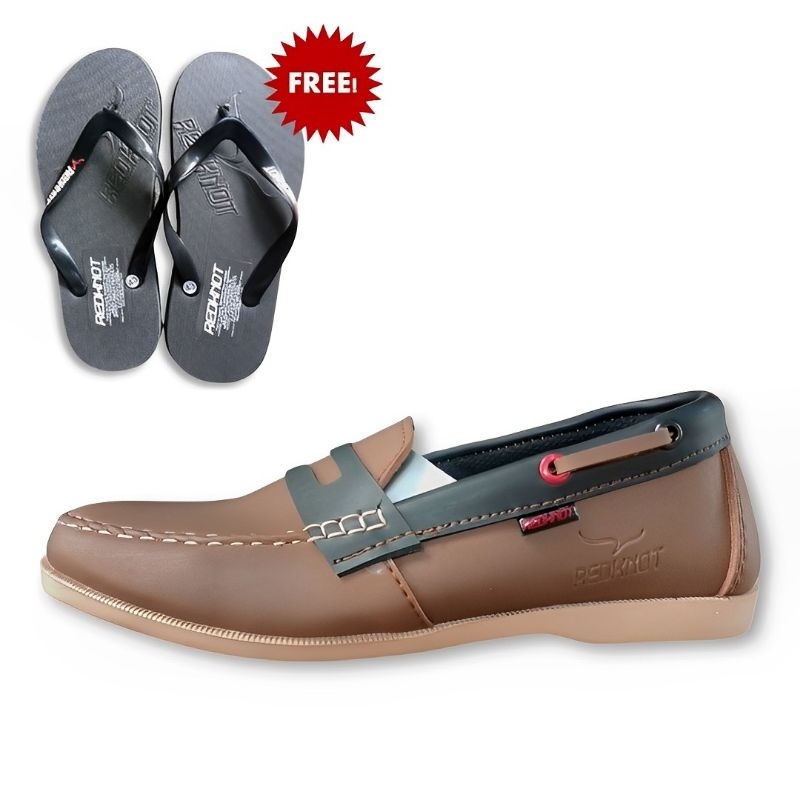 Sepatu Slip On Pria Original Redknot Soshito Tan