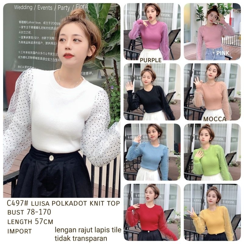 03 C497 Blouse Knit Polka Luisa Import 9W  Import Detail di pic