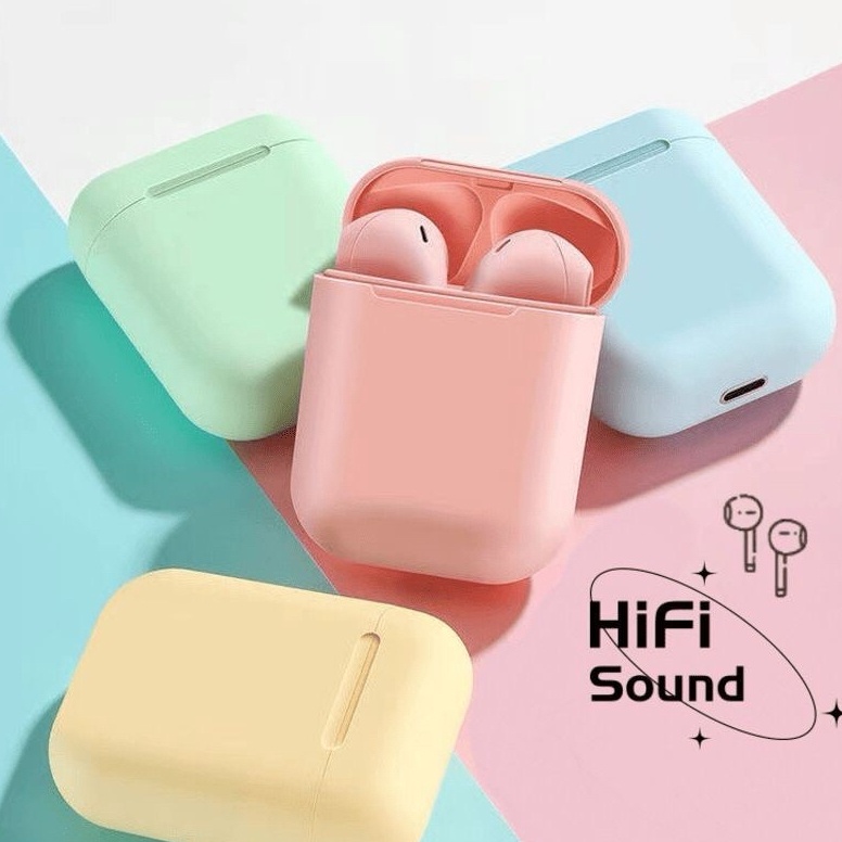 KODE M26D Earphone Bluetooth INPODS WIRELESS i12 MACARON EARPHONE TWS BLUETOOTH 5