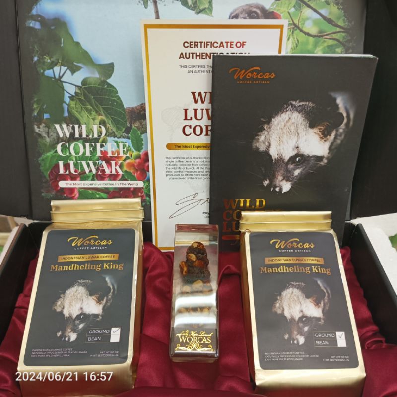 

Worcas Kopi Luwak, Luxury Box 200 gram, Luwak Liar, The Best Kopi Luwak Indonesia