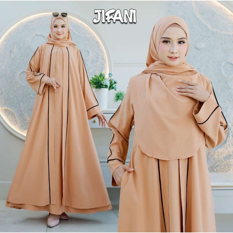 setelan gamis set syar'i khimar polos simpel