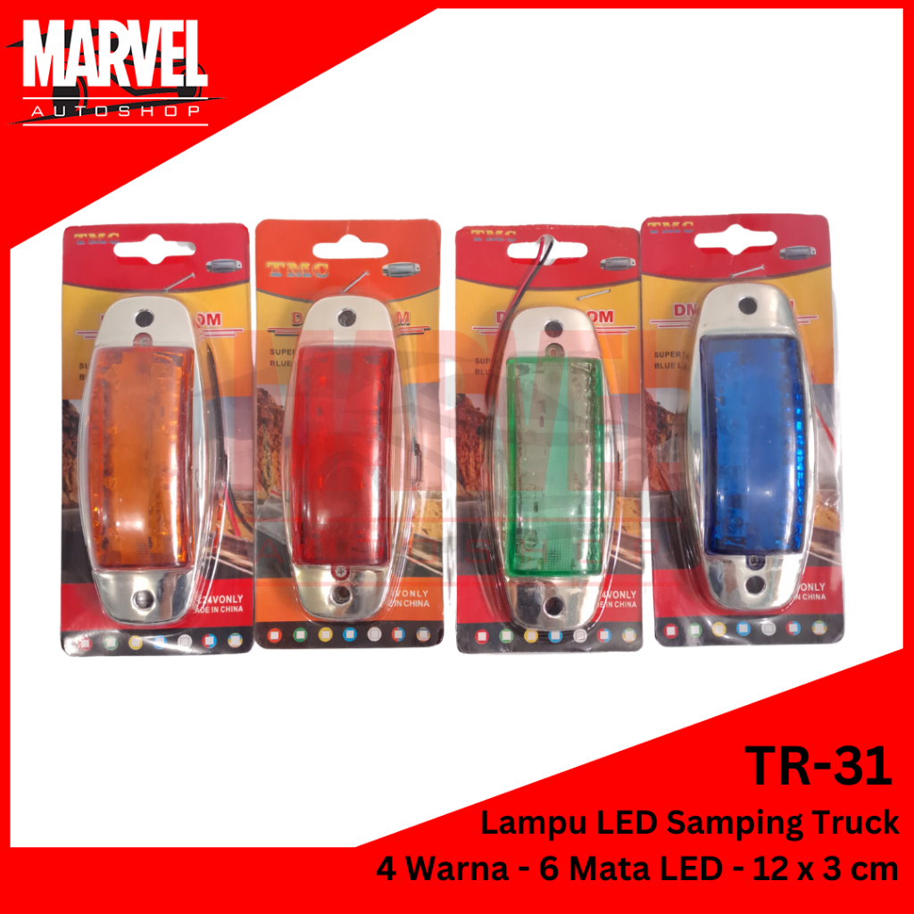 LAMPU LED SAMPING BAK TRUCK TRUK KOTAK 24 VOLT 4 WARNA LIGHT 6 MATA LED