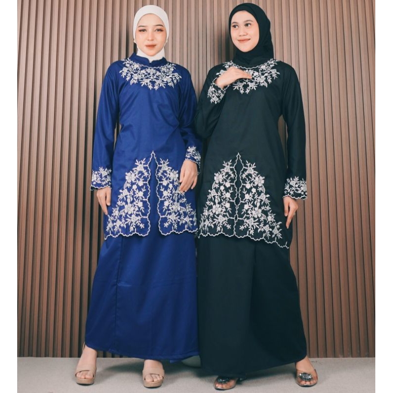 Stelan Baju Melayu Katun Bordir Premium Oneset Atasan Bawahan Rok Setelan Kurung Malay Kecil Standar
