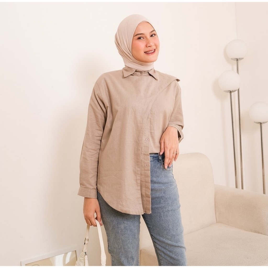 Kemeja Wanita Linen Premium Oversize/Hawa Shirt/Kemeja Wanita Hawa Shirt Hanifffa Collection