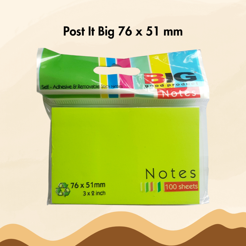 

Sticky Note BIG 76 x 51 mm (3 x 2 inch) Penanda Pembatas Buku Warna Notes Kertas Memo Pad Tempel Tumpuk