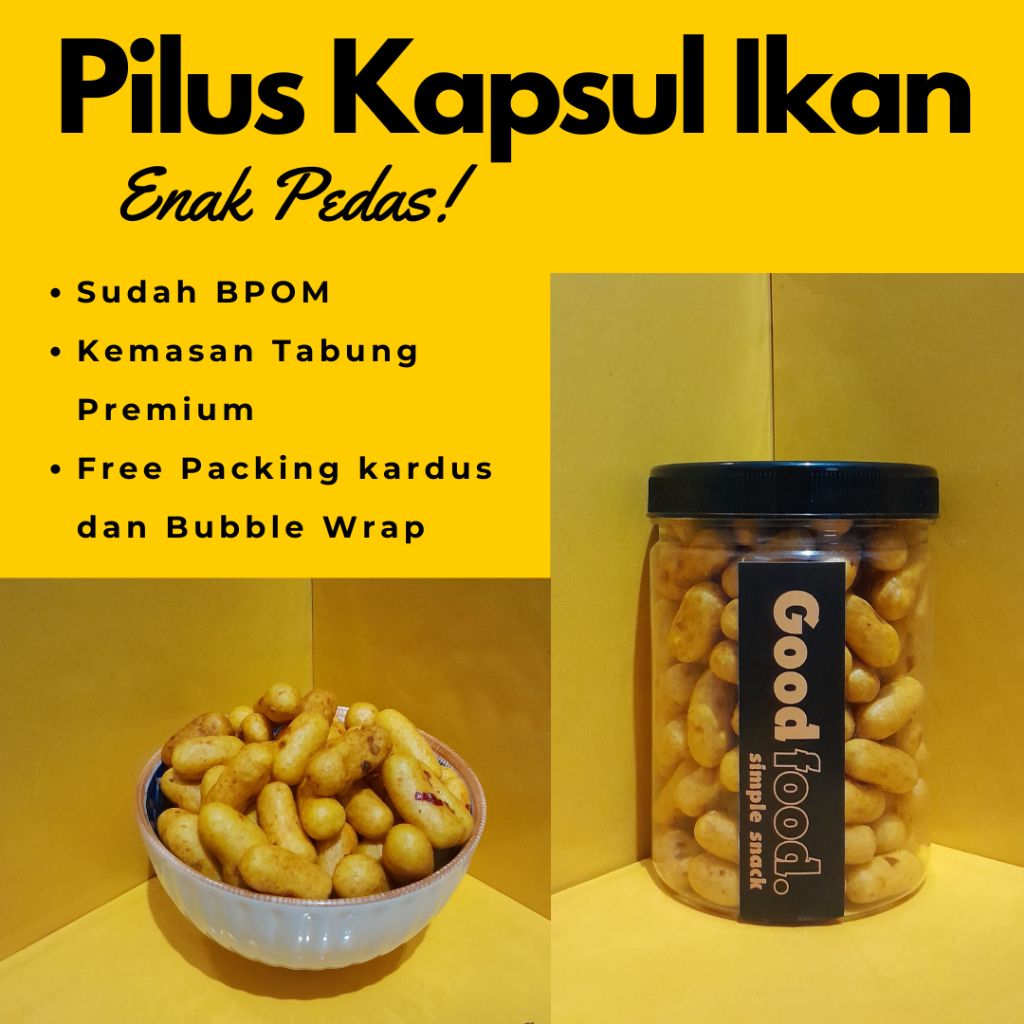 

GOOD Snack Pilus Kapsul Ikan Enak Pedas Cemilan Makanan Ringan Kemasan 800ml Termurah Berkualitas