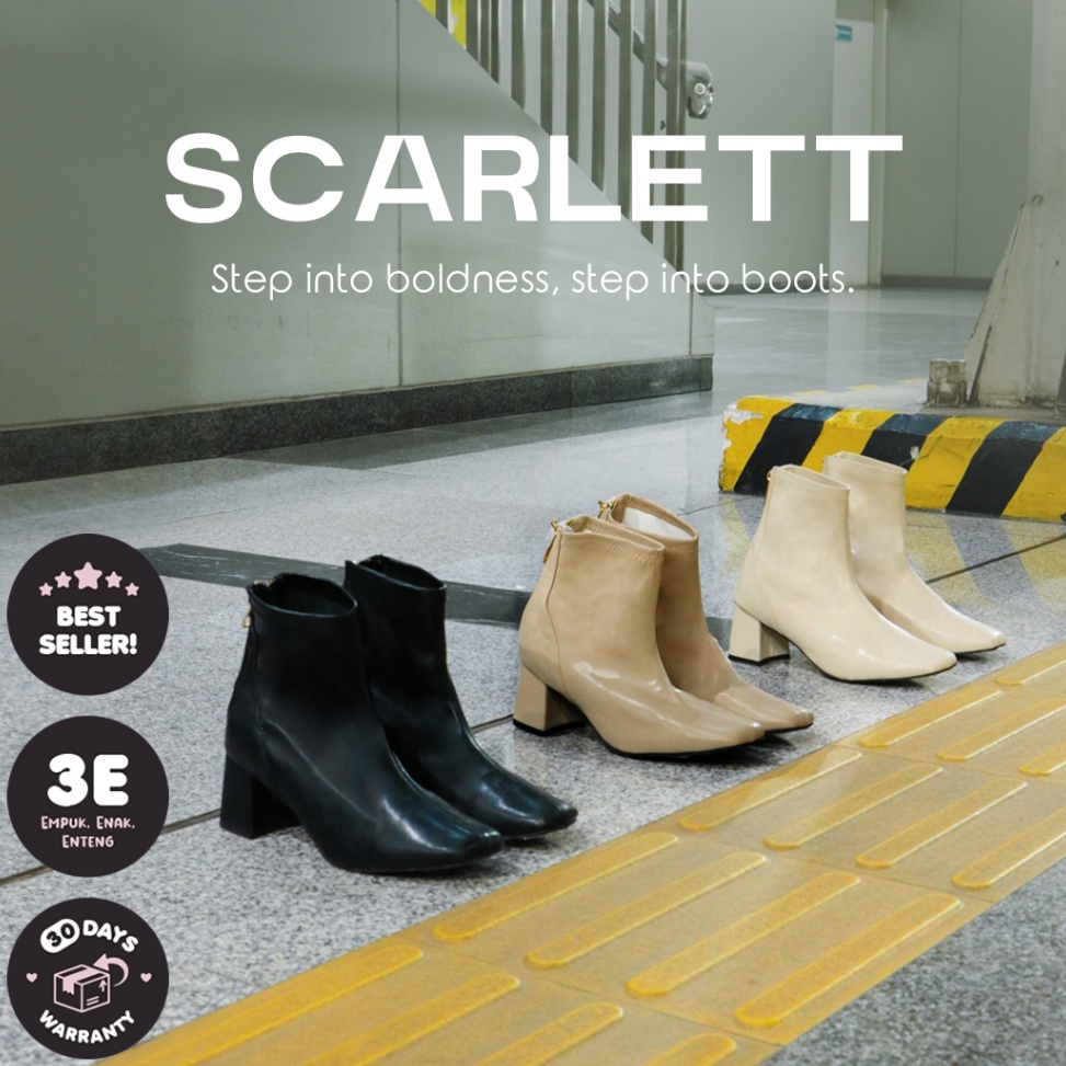 KODE A82C Alivelovearts Scarlett Sepatu Boots Heel 5cm Boot Korea