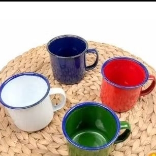 Cangkir / Gelas / Mug Enamel Warna • Cangkir Enamel Jadul 7cm Warna