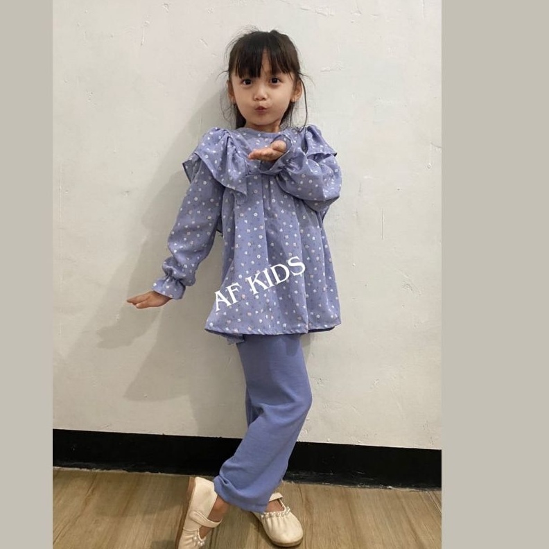 KODE F18S Setelan Baju Anak Perempuan Motif Bunga Adiva 1  1 Tahun