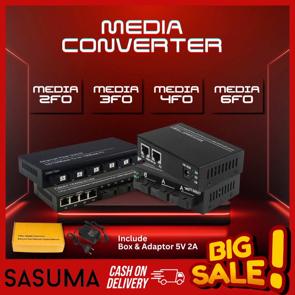 KODE F99E SASUMA Media Converter 6 Port FO 2 Port Lan Fiber optic Switch Optic 6 SC 2